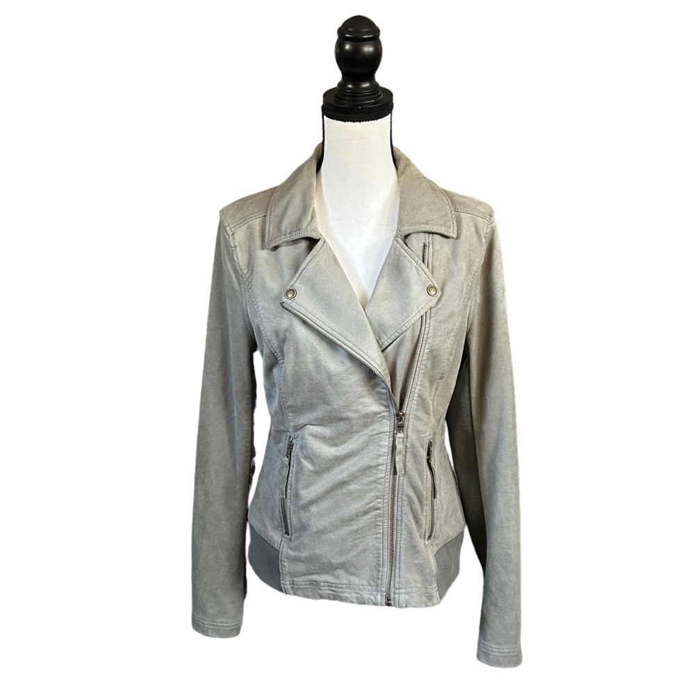 Marrakech Parkway Moto Jacket Vegan Suede Soft Sage Green Boho Biker Chic Small